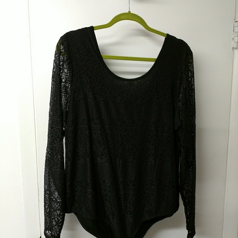 Eyeshadow plus size black lace bodysuit
